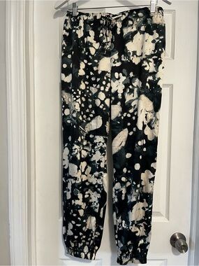 Dark Olive & Cream Tie-Dye silk pants